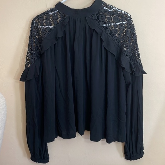 Free People size L Little Bit Of Love Knit Blouse Black - Picture 7 of 7